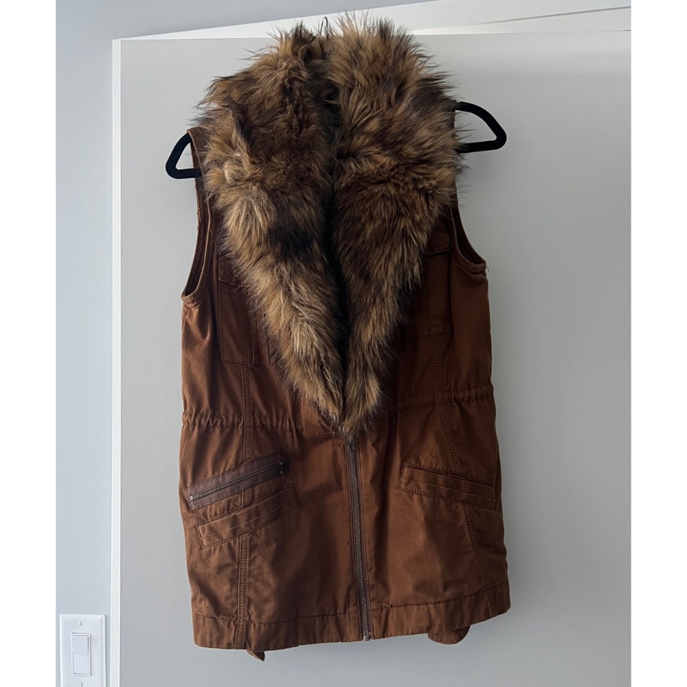 Anthropologie Vest with Removable Faux Fur Trim -  size M